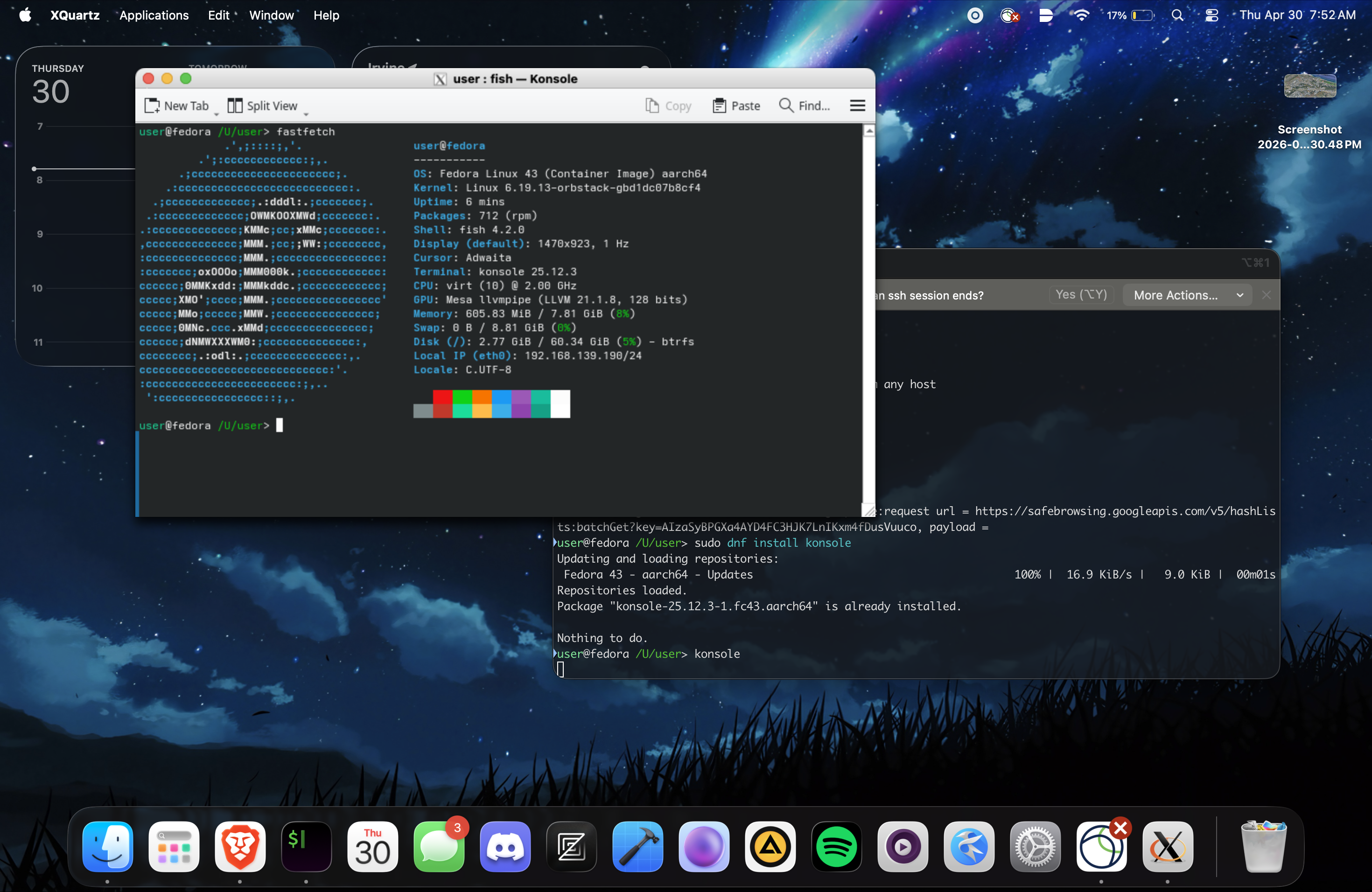 Fedora Linux on MacOS via OrbStack